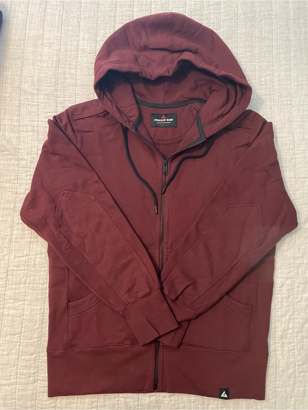 American Giant Men's Burgundy Full-Zip Hoodie Jacket